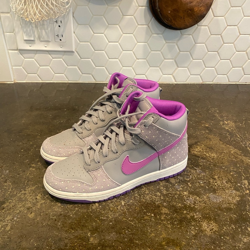 Nike Gray and Purple Women's High-Top Sneakers